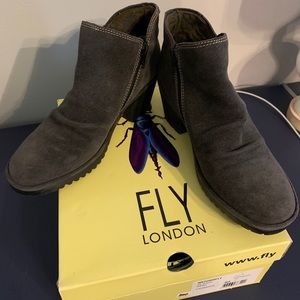 Fly London Suede wedge booties sz 40